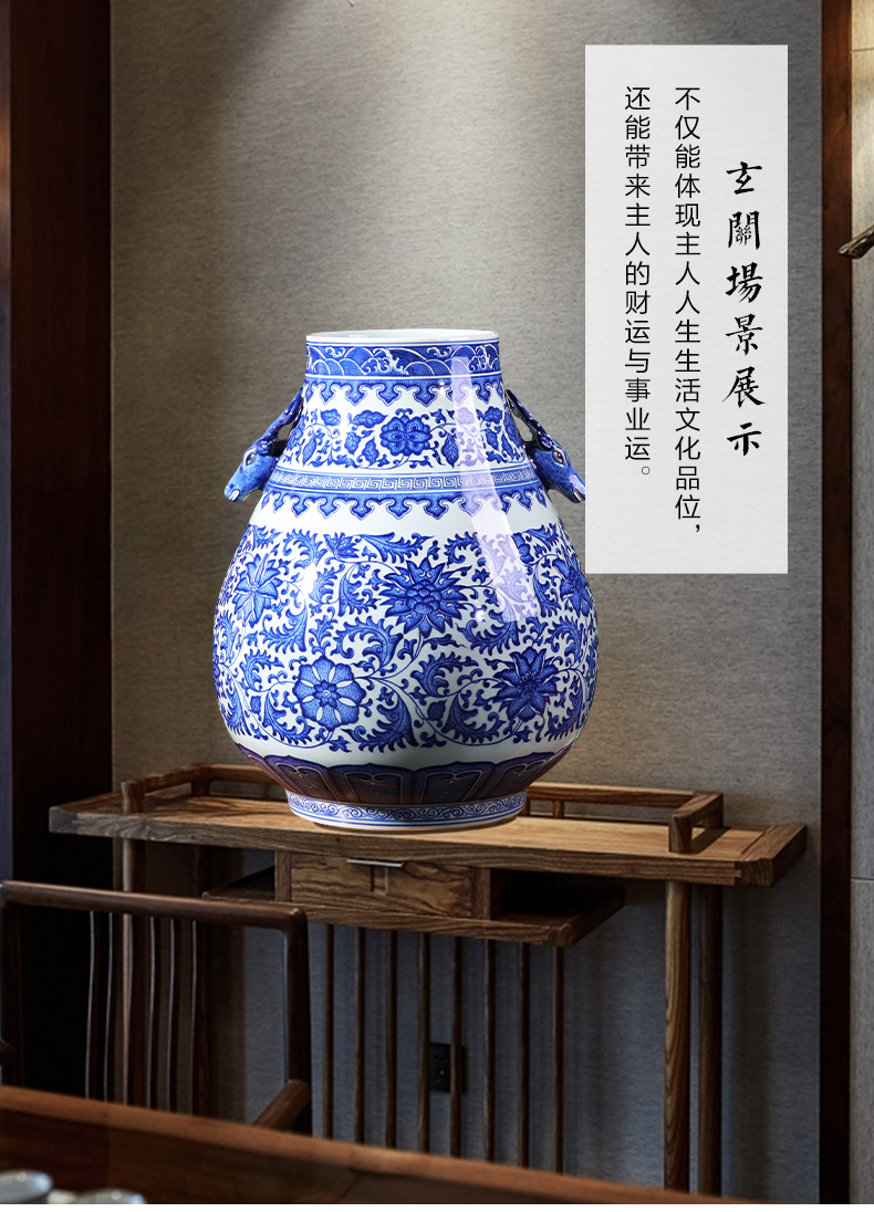Large f barrel of blue and white porcelain vase archaize porcelain of jingdezhen ceramics son be born home furnishing articles sitting room decoration