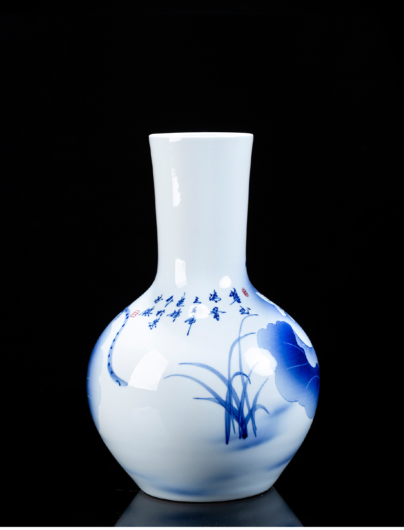 Jingdezhen ceramic hand - made of blue and white porcelain vase pomegranate bottle arranging flowers sitting room home decoration crafts porcelain furnishing articles