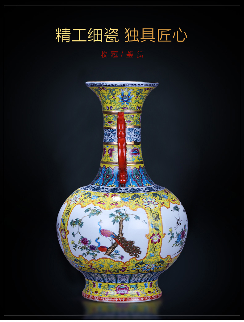 Archaize ears of jingdezhen ceramics vase flower arranging classical Chinese style household TV ark, sitting room adornment is placed