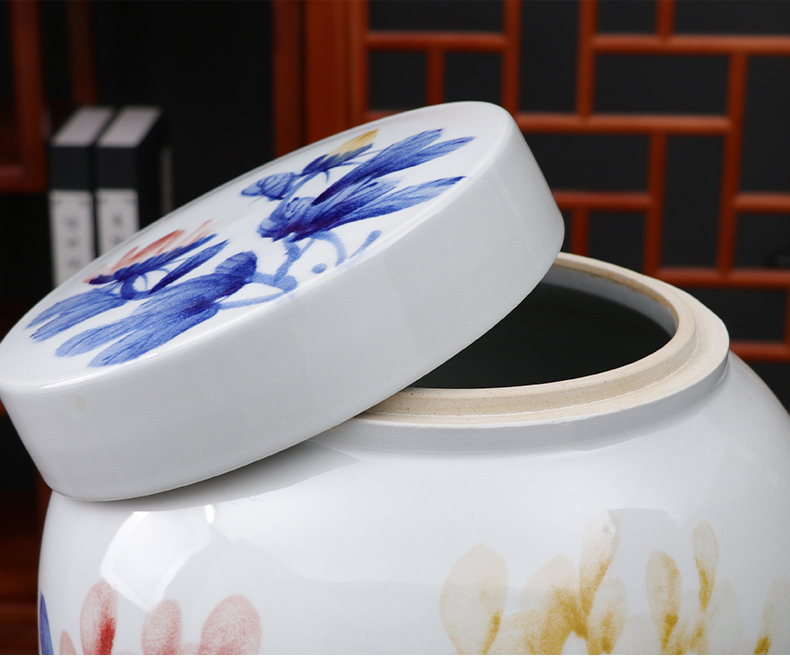 Jingdezhen ceramic barrel with cover ricer box tank cylinder 50 kg insect - resistant seal storage tank