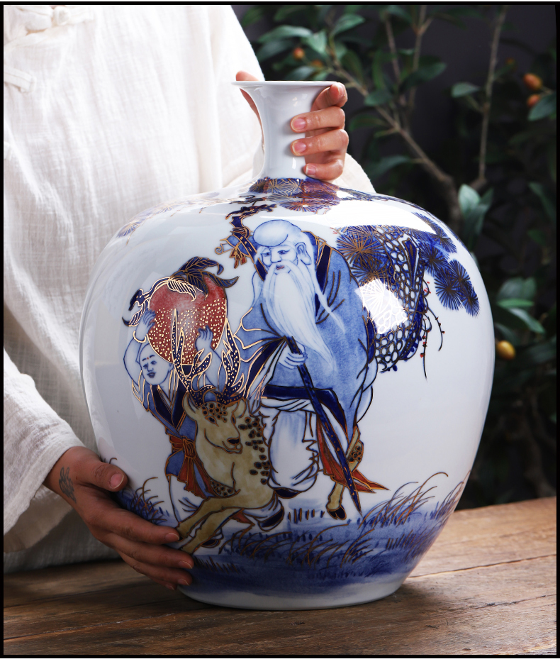 Jingdezhen ceramics master see colour character longevity figure big pomegranate hand - made vases bottles of new Chinese style household act the role ofing is tasted