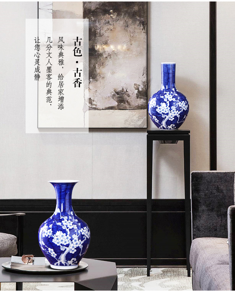 Jingdezhen ceramics hand - made antique blue and white porcelain vases, flower decoration of Chinese style household act the role ofing is tasted furnishing articles sitting room