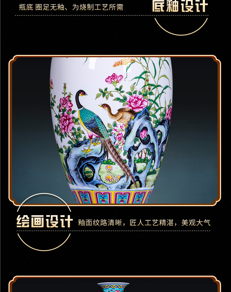 Jingdezhen ceramics pastel landscape colored enamel porcelain vase sitting room lucky bamboo flower arrangement of Chinese style household furnishing articles