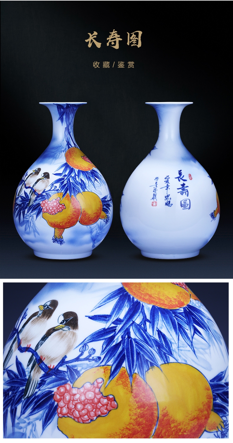 Jingdezhen ceramics hand - made of blue and white porcelain vase up creative Chinese I household adornment furnishing articles