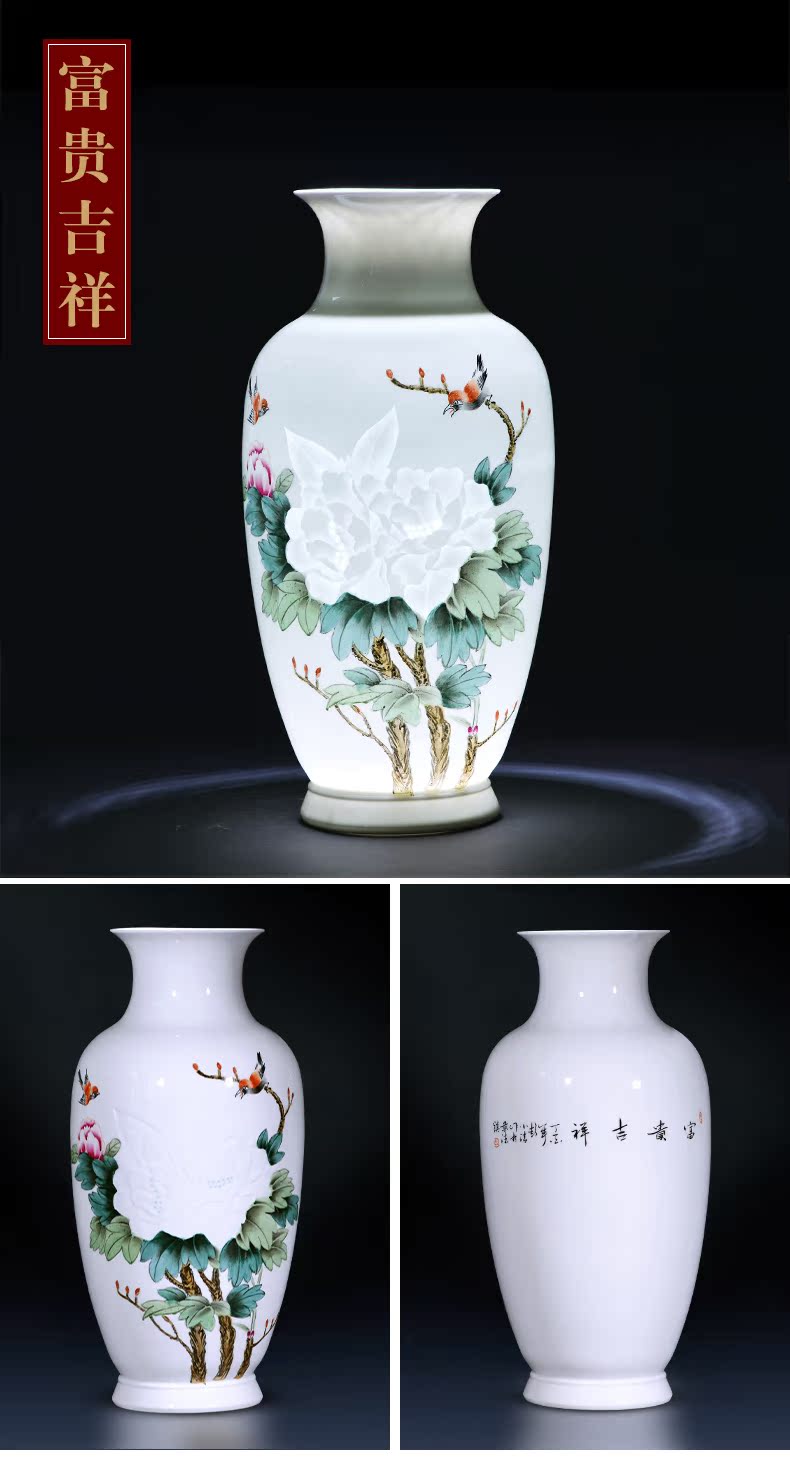 Jingdezhen ceramics manual hand - made vases, flower arrangement of Chinese style living room home TV ark adornment housewarming gift
