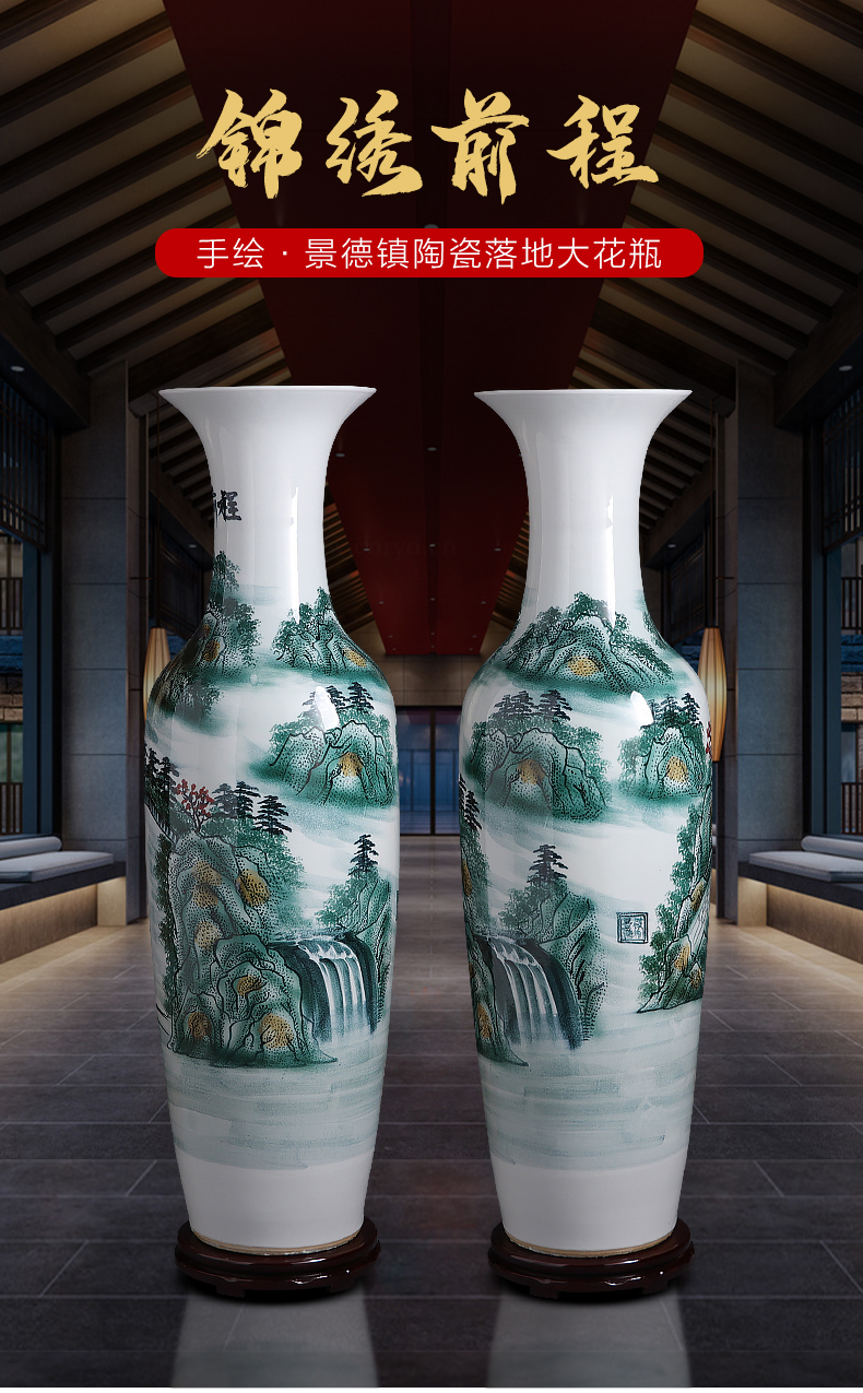 Jingdezhen ceramics hand - made of blue and white porcelain vases, large living room floor furnishing articles to heavy adornment opening gifts