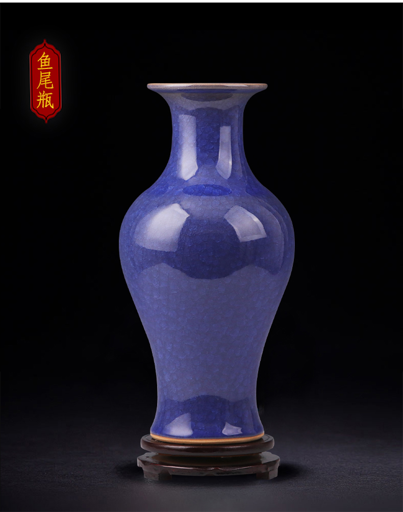 Jingdezhen ceramic vase furnishing articles flower arranging archaize crack household adornment blue porcelain Chinese style restoring ancient ways is the sitting room