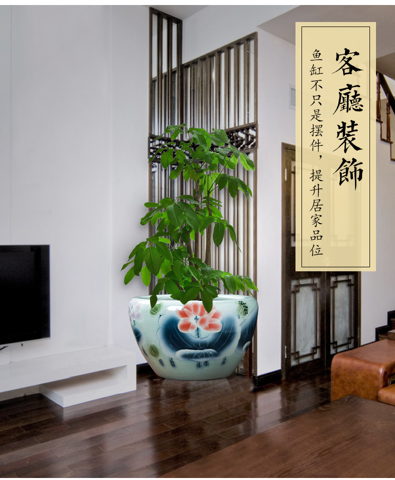 Jingdezhen ceramic aquarium pet gold fish tank water lily basin bowl lotus lotus cylinder cylinder tortoise GangPen sitting room place the flood water