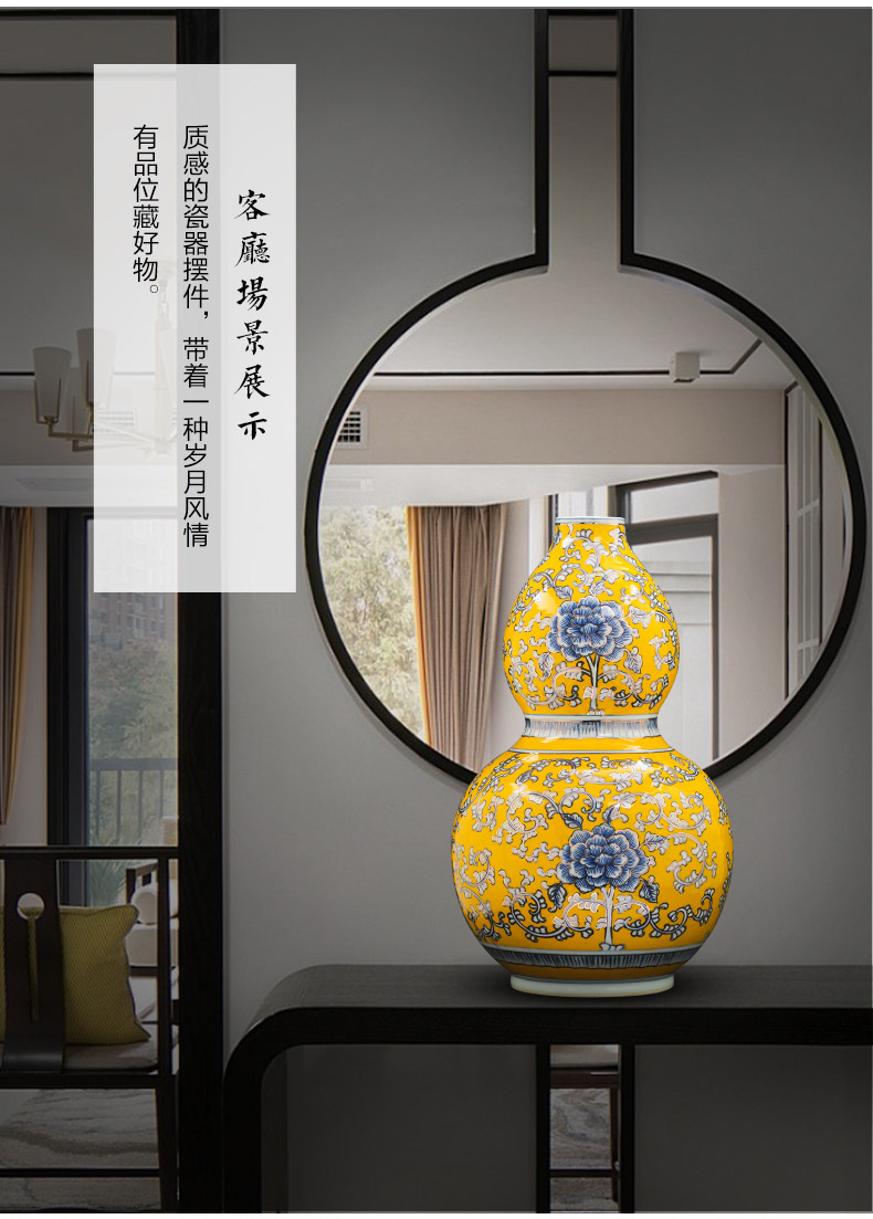 Jingdezhen chinaware paint hand - made vases, antique Chinese style light key-2 luxury living room TV cabinet decoration handicraft furnishing articles