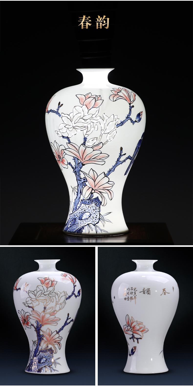 Jingdezhen ceramics vase the teacher manual hand - made paint modern Chinese style living room decoration gift porcelain