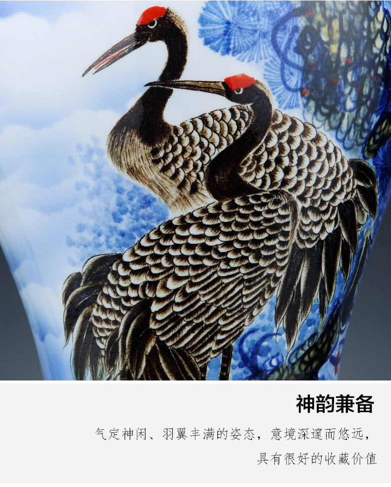 Jingdezhen ceramics big vase hand - made "pine crane live" be born Chinese living room home furnishing articles