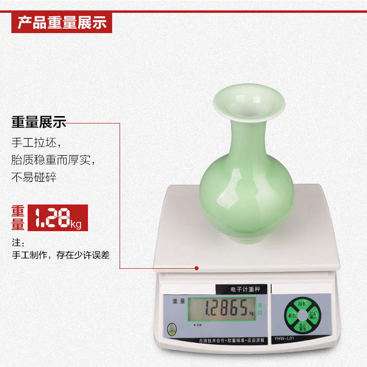 Jingdezhen ceramics vase furnishing articles flower arranging green glaze archaize sitting room of the new Chinese style is contracted wine home decoration