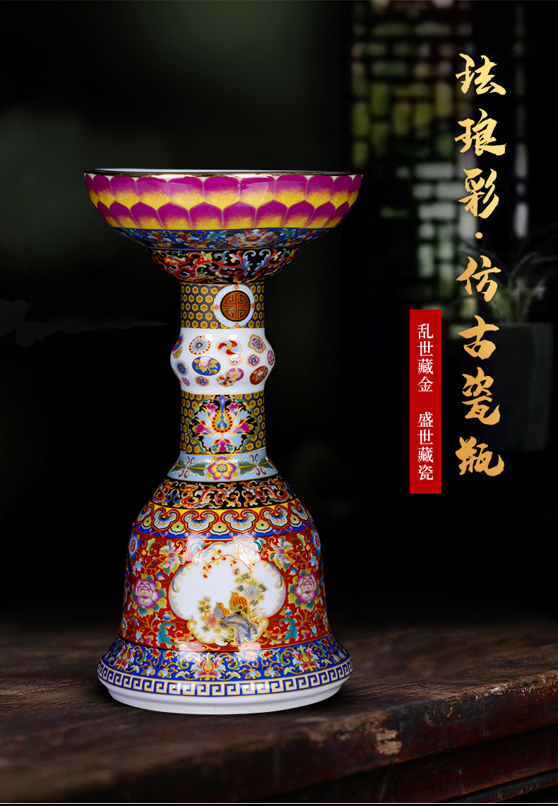 Jingdezhen ceramics the qing yongzheng creative colored enamel vase furnishing articles classical home sitting room porch decoration