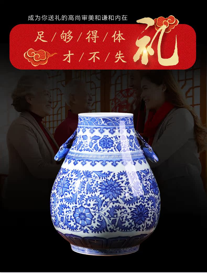 Large f barrel of blue and white porcelain vase archaize porcelain of jingdezhen ceramics son be born home furnishing articles sitting room decoration