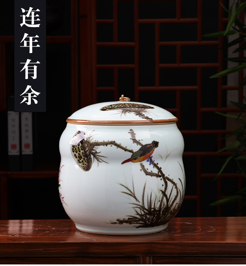 Jingdezhen manual hand - made ceramic tea pot of large storage tank porcelain Chinese style home sitting room adornment is placed