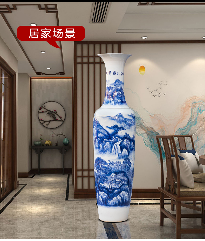 Jingdezhen ceramic floor hand blue and white porcelain vase splendid future furnishing articles furnishing articles hotel decoration large living room