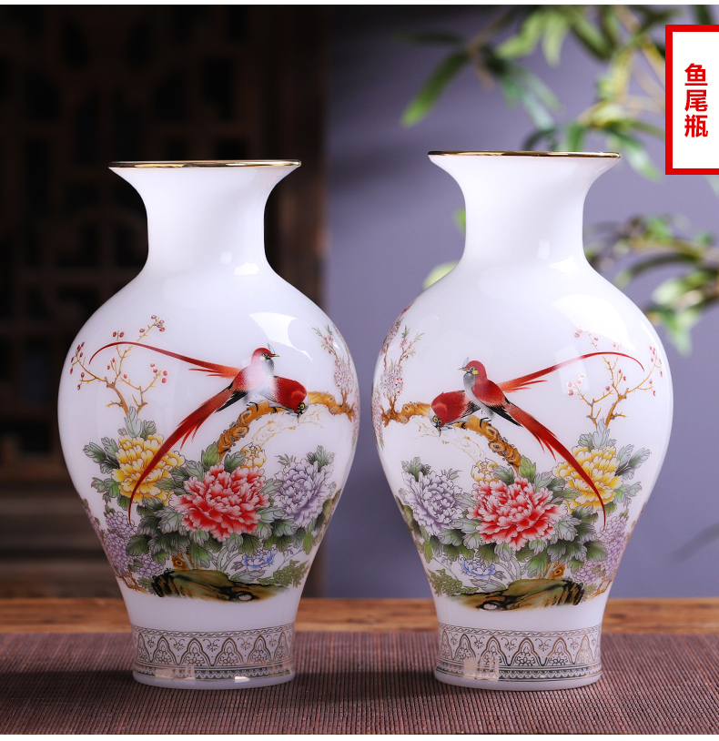 Modern Chinese style household porcelain of jingdezhen ceramics powder enamel vase jade son sitting room TV ark adornment furnishing articles