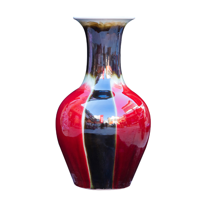 Jingdezhen classical three Yang kaitai, large vase large porcelain vases, ruby red up porcelain bottle expressions using