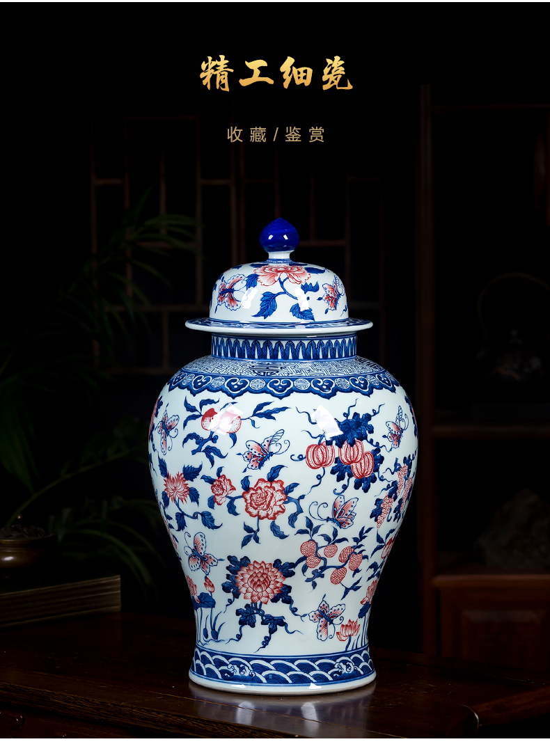 The General hand - made of blue and white porcelain of jingdezhen ceramics youligong tank storage tank by hand antique Chinese style household act the role ofing is tasted