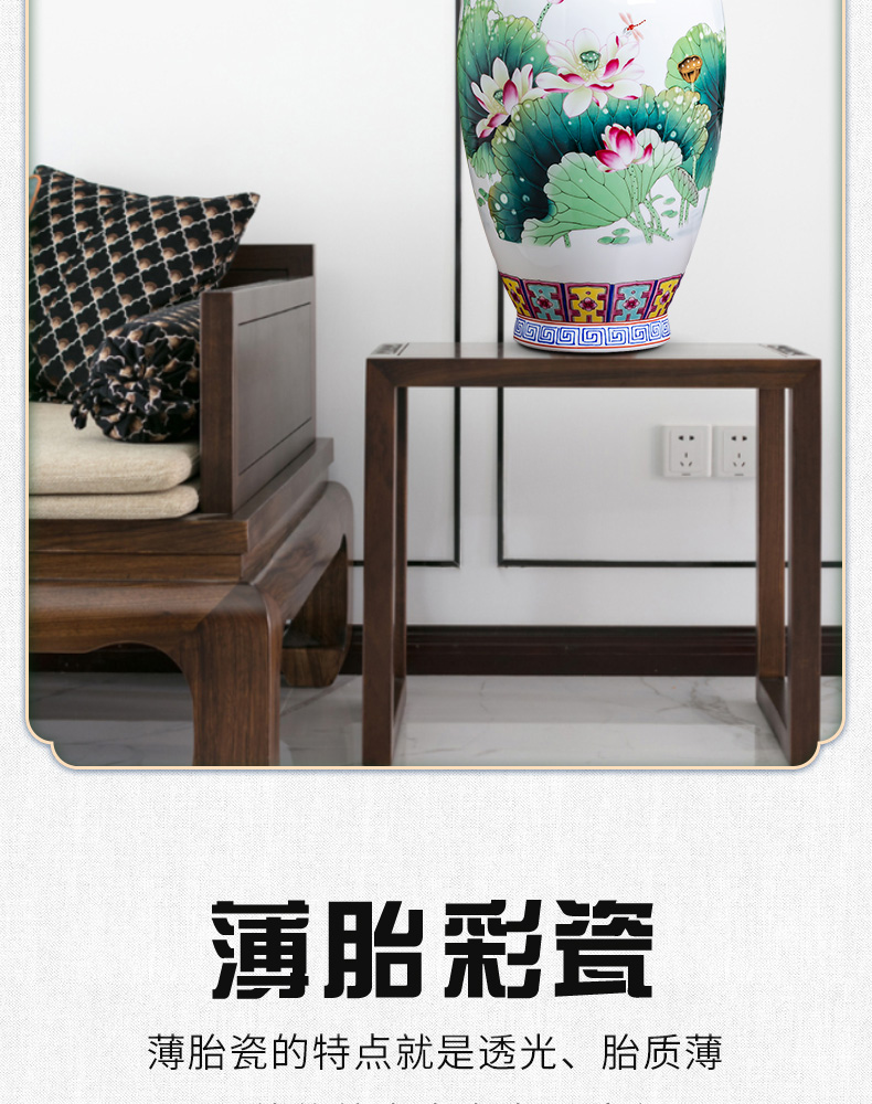 Jingdezhen chinaware lotus flower arranging Chinese ancient frame vase in the sitting room porch decoration handicraft furnishing articles