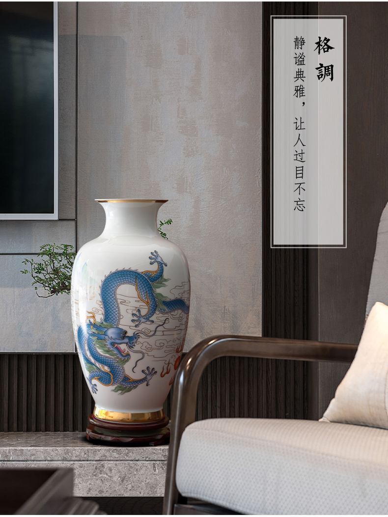 Jingdezhen ceramics creative fuels the longfeng vases, flower arranging household act the role ofing is tasted furnishing articles furnishing articles of Chinese style living room decoration