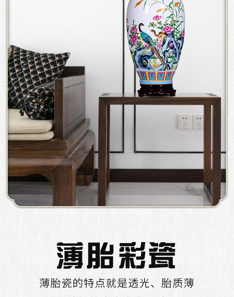 Jingdezhen ceramics pastel landscape colored enamel porcelain vase sitting room lucky bamboo flower arrangement of Chinese style household furnishing articles