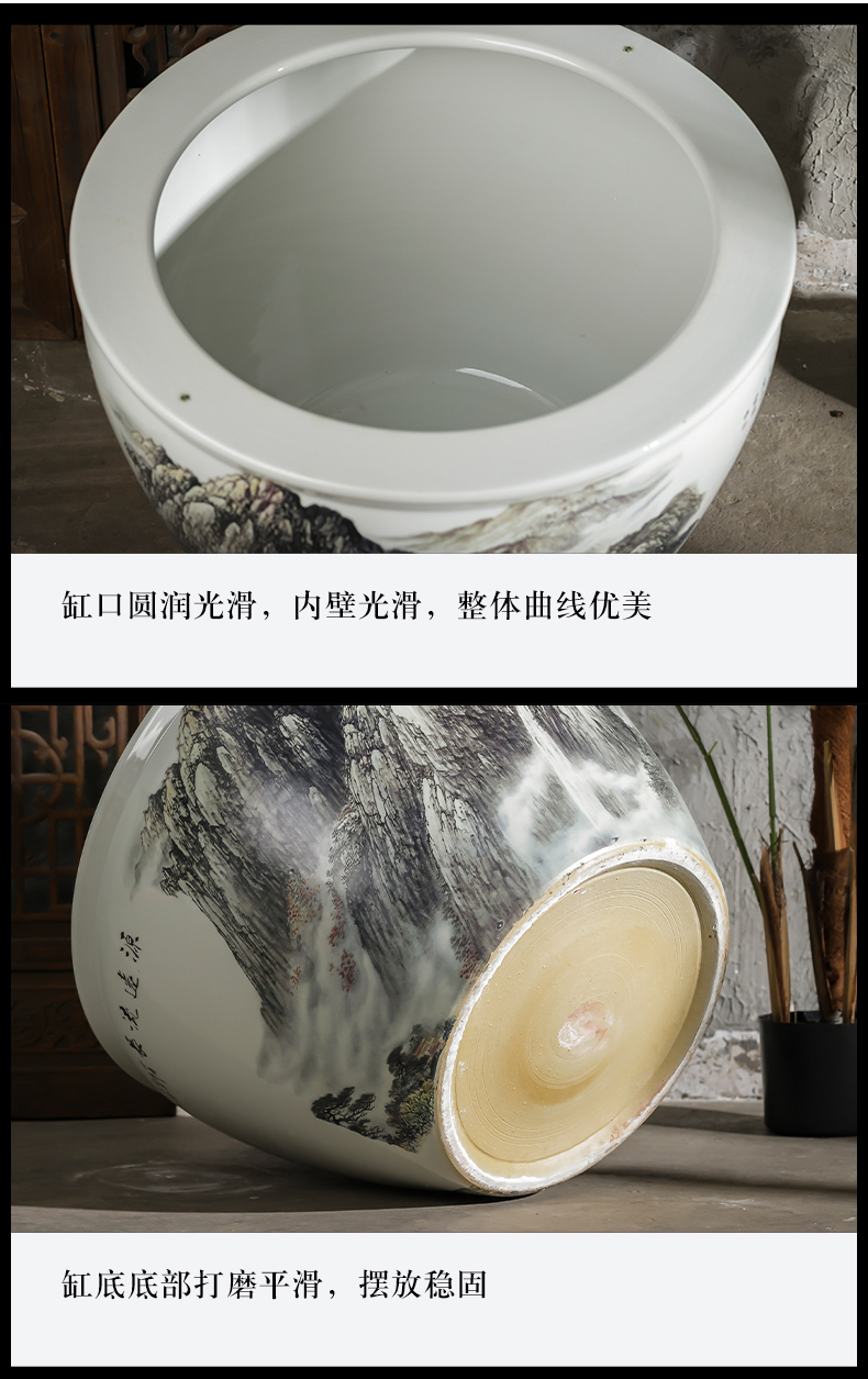 Jingdezhen ceramics large aquarium fish bowl goldfish turtle cylinder to heavy water lily bowl lotus basin porcelain jar furnishing articles