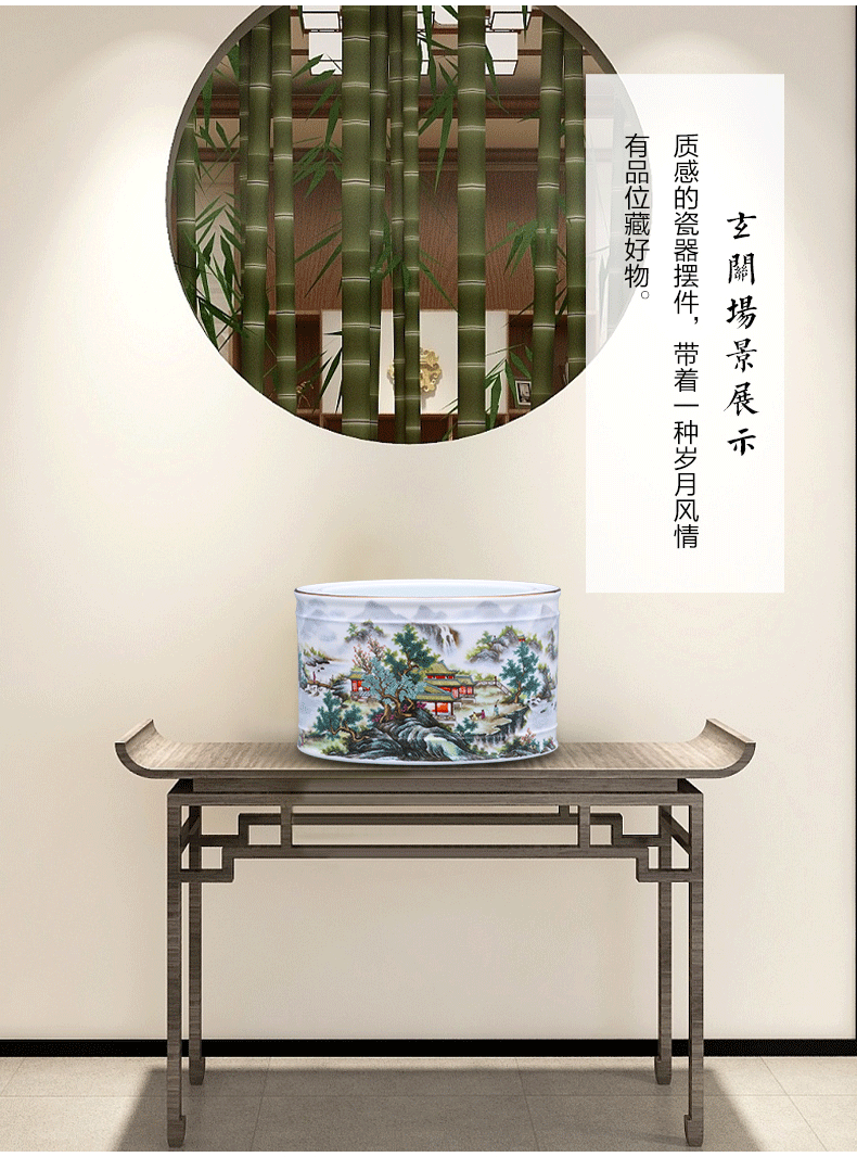 A large vase furnishing articles calligraphy cylinder tank porcelain of jingdezhen ceramics modern Chinese style living room home decoration