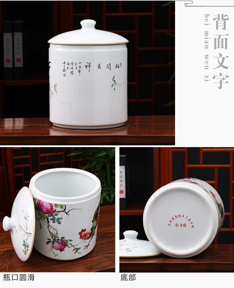 Jingdezhen ceramics caddy fixings size with cover grain storage tank tea cake tin of home furnishing articles