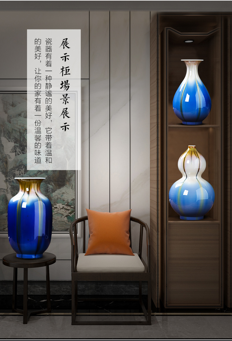 Jingdezhen ceramics blue vase pomegranate bottle furnishing articles creative TV ark, rich ancient frame of Chinese style household ornaments