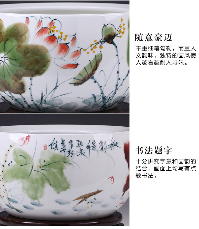 Jingdezhen blue and white porcelain ceramic aquarium furnishing articles the tortoise water lily cylinder sitting room hotel office decoration decoration