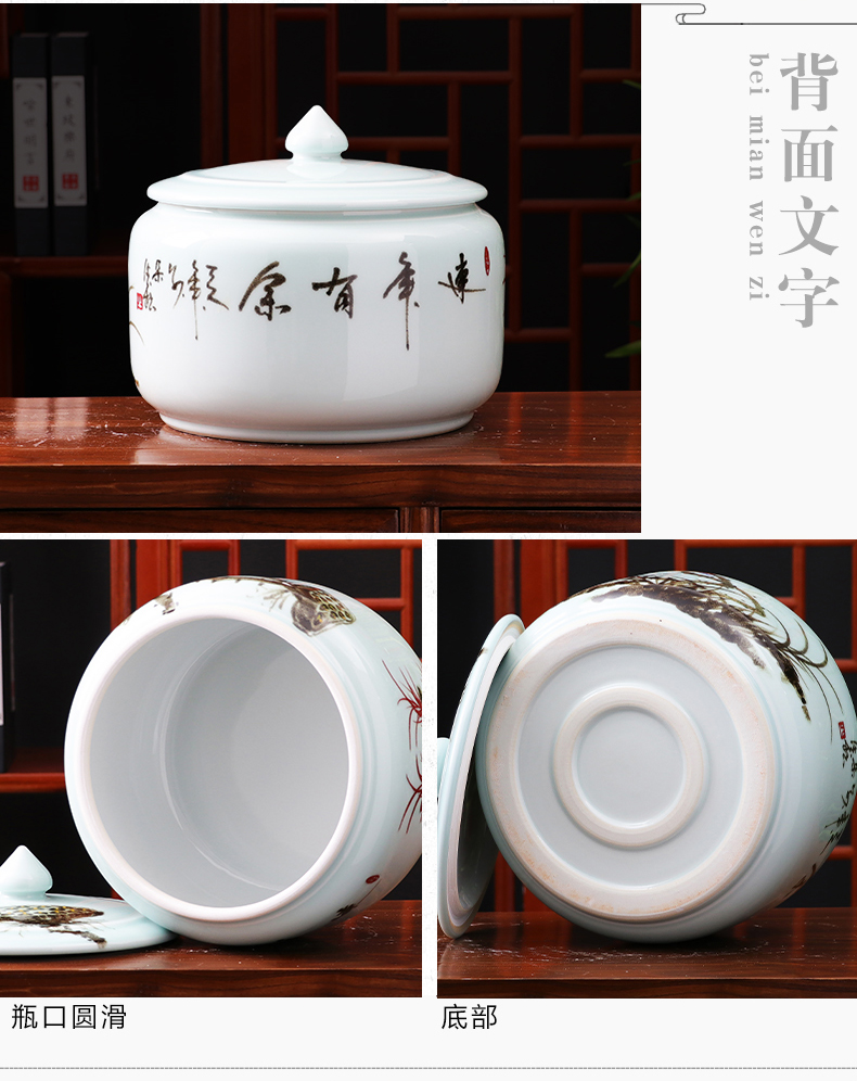 Jingdezhen manual hand - made ceramic tea pot of large storage tank porcelain Chinese style home sitting room adornment is placed