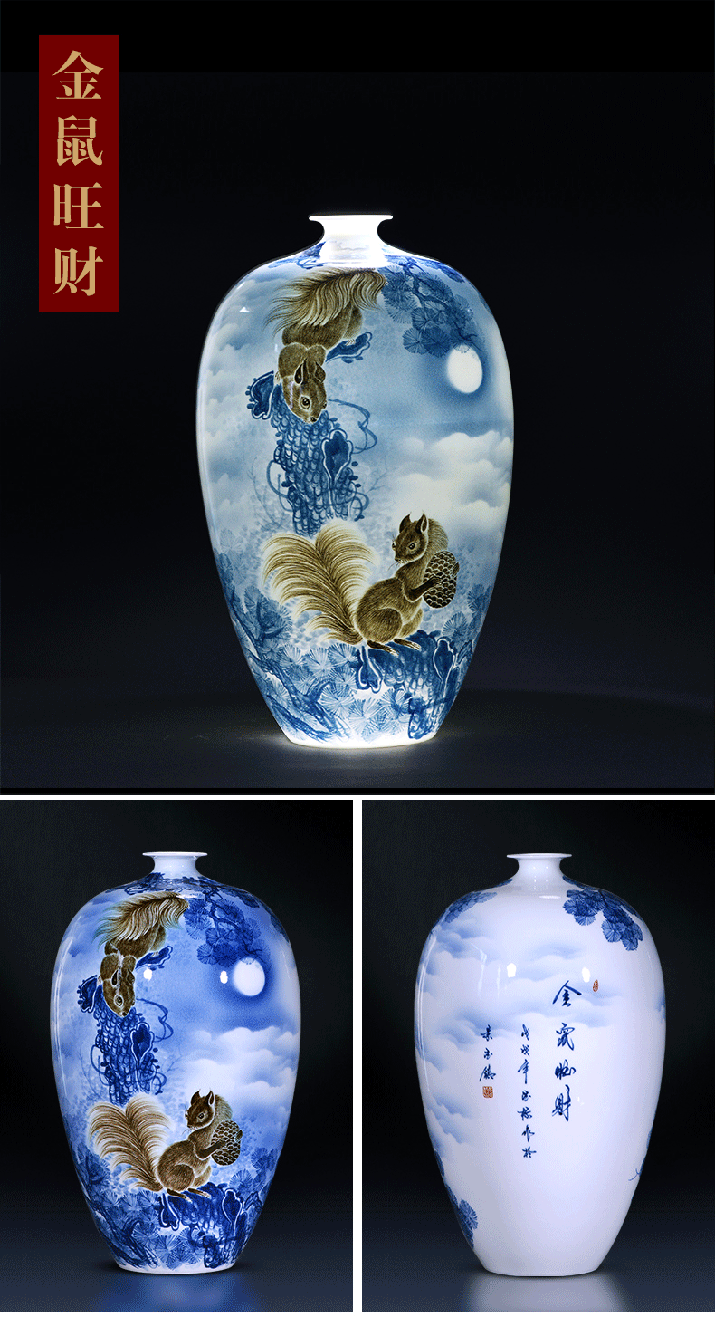Jingdezhen ceramics furnishing articles manual hand - made under glaze color porcelain vase son thin foetus modern Chinese style household act the role ofing is tasted