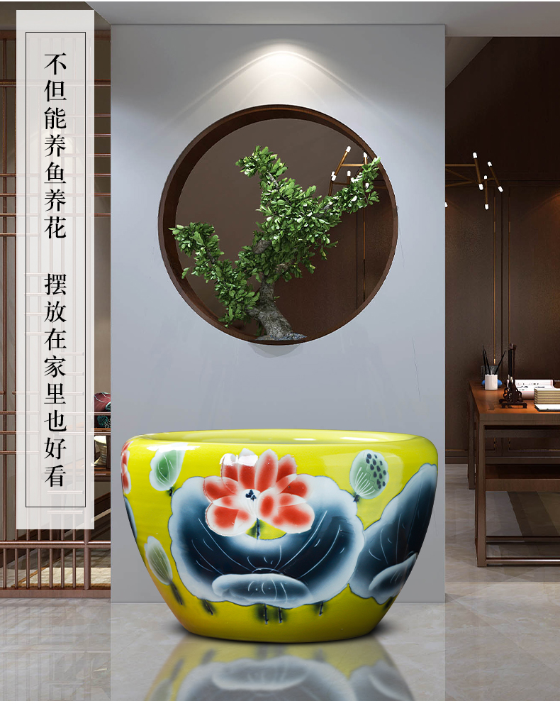 Jingdezhen ceramic aquarium pet gold fish tank water lily basin bowl lotus lotus cylinder cylinder tortoise GangPen sitting room place the flood water