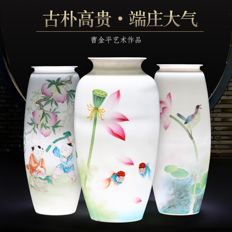 Jingdezhen porcelain hand - made ceramic vase furnishing articles sitting room of the new Chinese style household flower arranging TV ark adornment porcelain