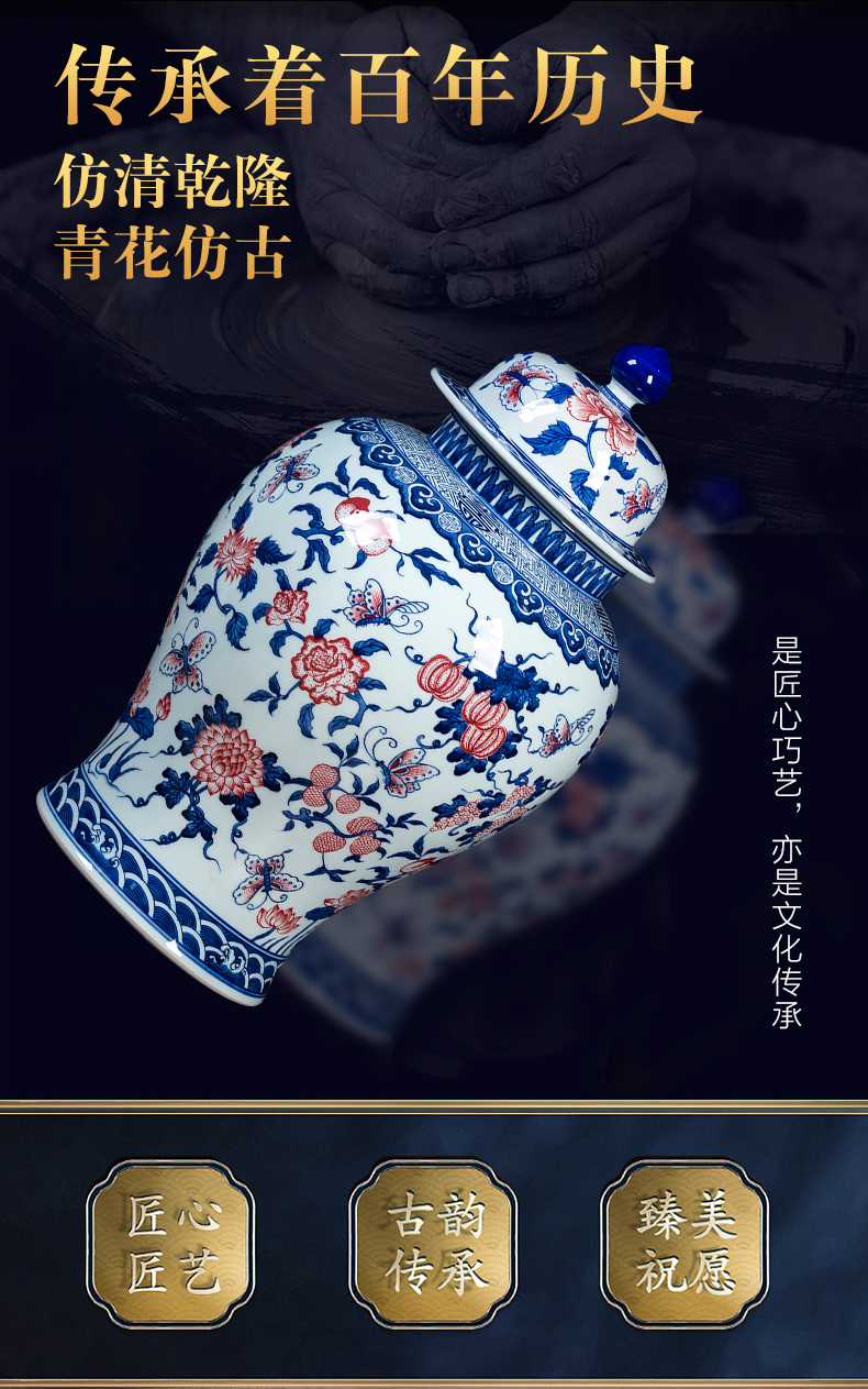 The General hand - made of blue and white porcelain of jingdezhen ceramics youligong tank storage tank by hand antique Chinese style household act the role ofing is tasted