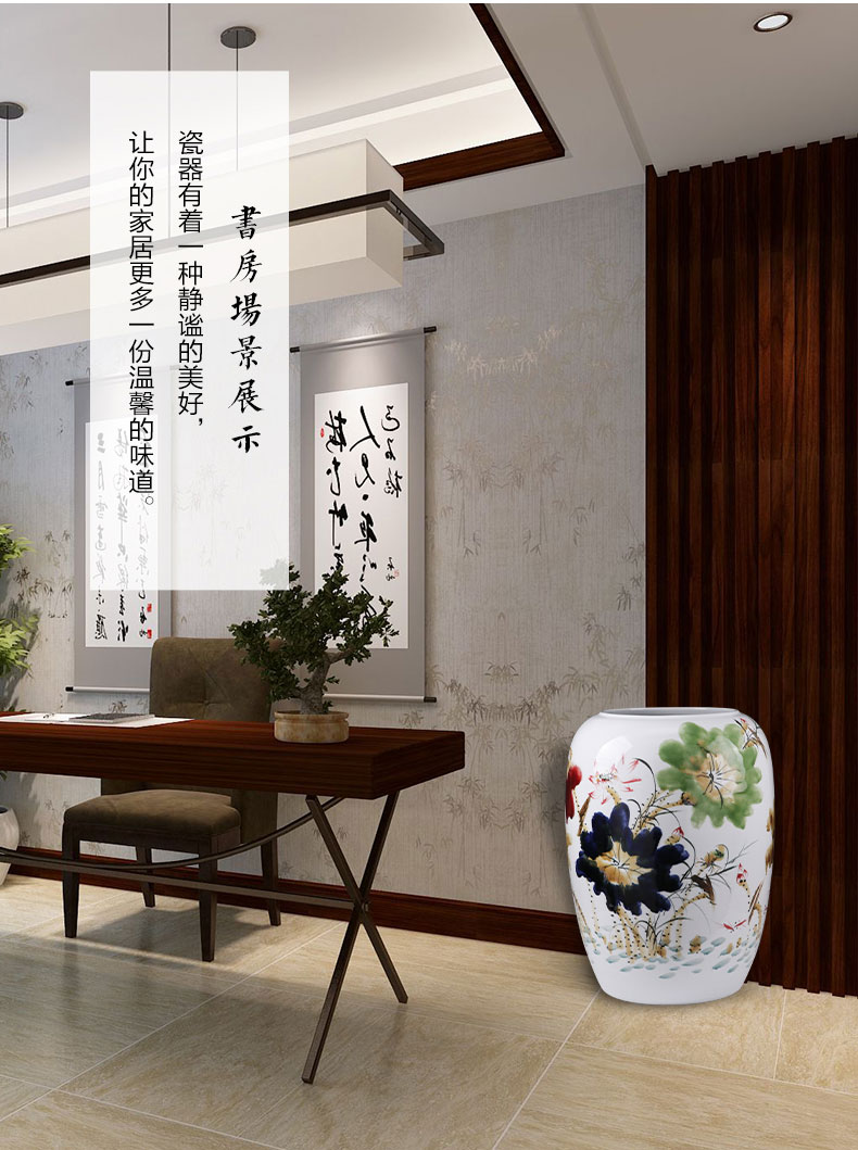 Jingdezhen large vases, ceramic floor large manual hand - made porcelain quiver straight porcelain child sitting room adornment