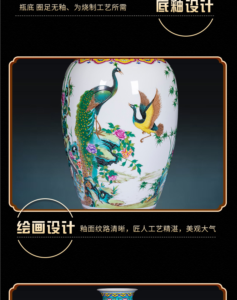 Jingdezhen ceramics enamel pastel colored vases furnishing articles of new Chinese style household flower adornment handicraft sitting room