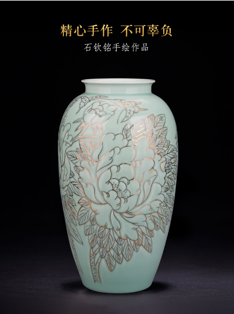 Hand the see colour blue glaze porcelain jingdezhen ceramics vase landed a large Chinese sitting room adornment is placed