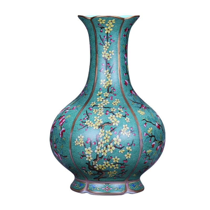 Jingdezhen ceramics vase flower arranging Chinese archaize sitting room qianlong pastel TV ark, wine accessories furnishing articles