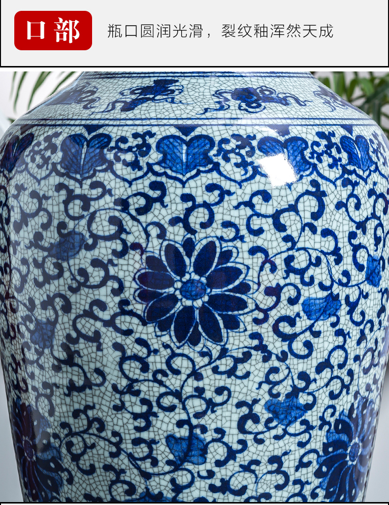 Large antique hand - made of blue and white porcelain vase furnishing articles Chinese jingdezhen ceramics to heavy Large sitting room ground decoration