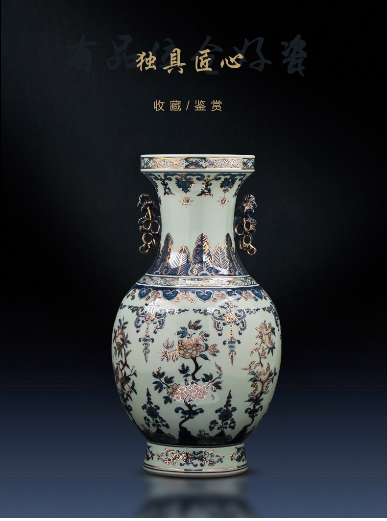 Jingdezhen ceramics vase hand - made paint antique imitation qianlong light blue and white porcelain bottle Chinese key-2 luxury household act the role ofing is tasted