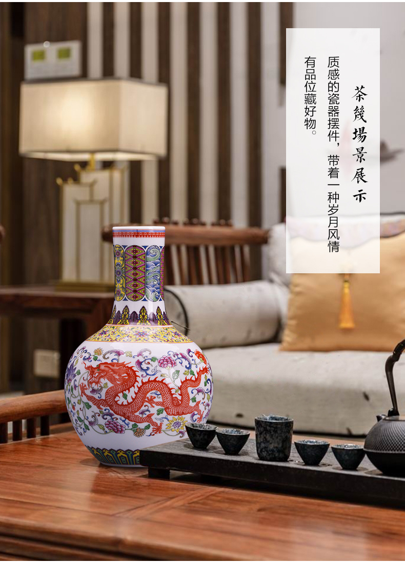 Porcelain of jingdezhen ceramics vase furnishing articles sitting room flower arranging longfeng sub ideas of modern Chinese style household ornaments