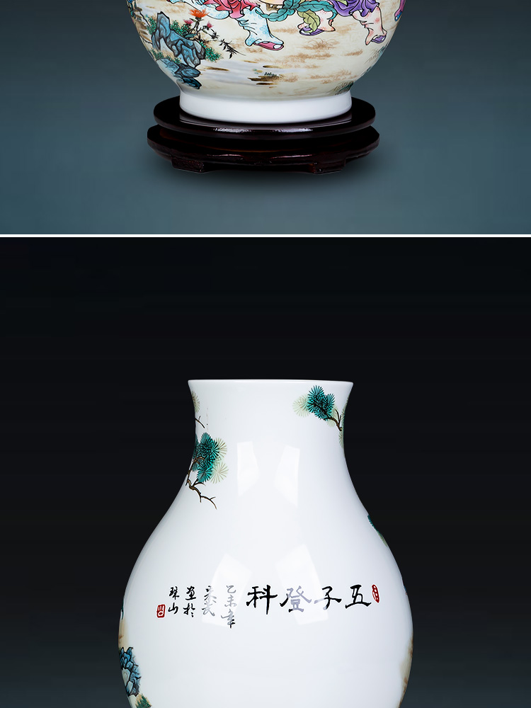 Jingdezhen ceramics powder enamel vase for bottle home decoration flower arranging rich ancient frame handicraft decoration furnishing articles to the living room