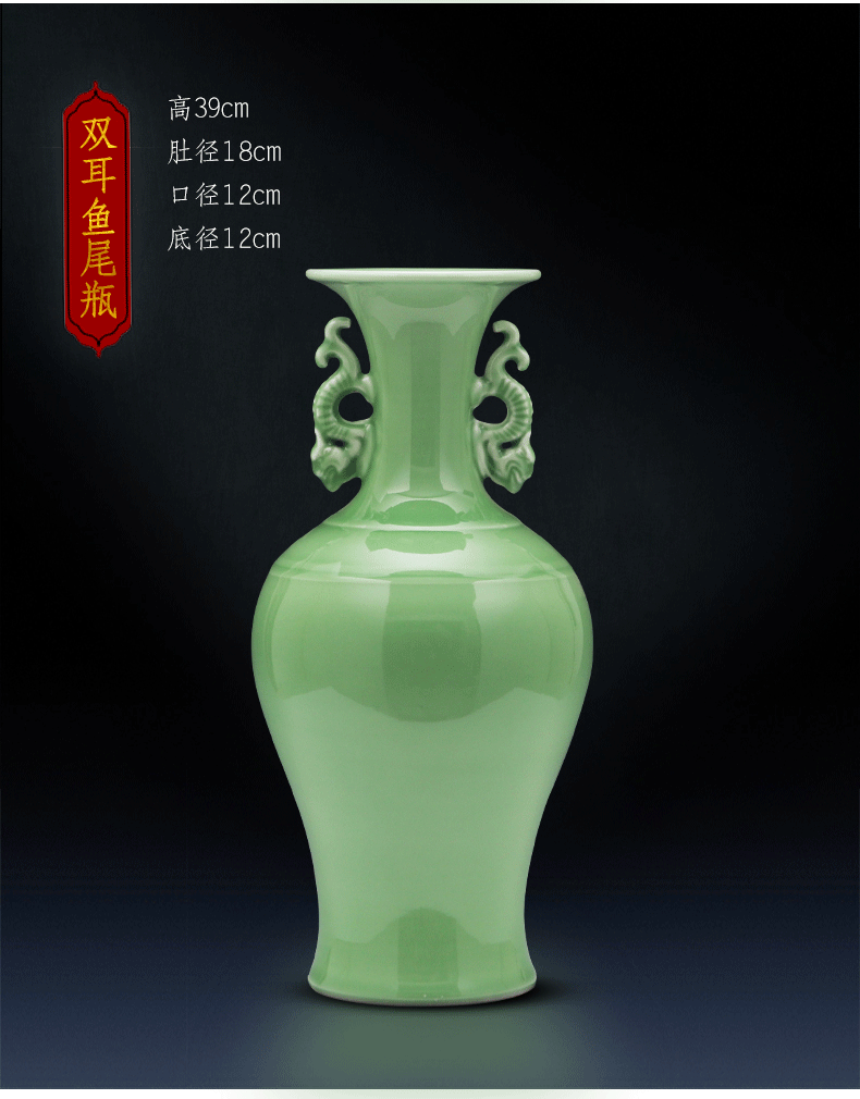 Jingdezhen ceramics vase son hand shadow blue glaze porcelain flower arrangement of Chinese style furnishing articles contracted household act the role ofing is tasted, the living room