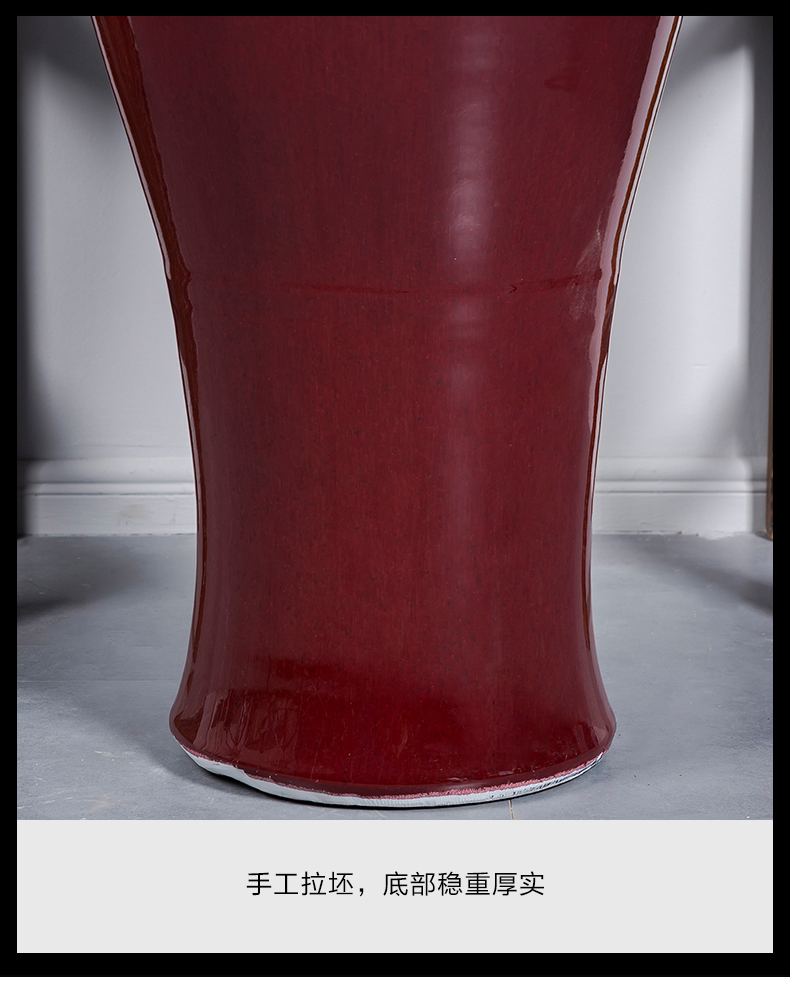 Jingdezhen ceramics big vase ruby red open piece of variable red glaze landing large Chinese home furnishing articles