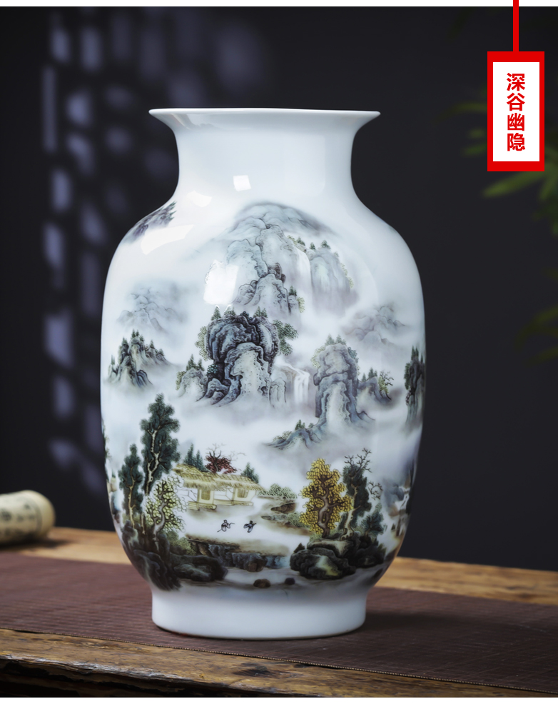 Jingdezhen ceramics pastel landscapes lucky bamboo vase furnishing articles sitting room home TV ark adornment arranging flowers