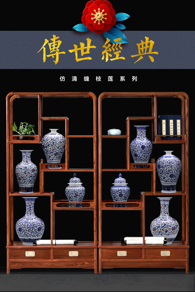 Jingdezhen blue and white porcelain vases, pottery and porcelain antique porcelain of large Chinese flower arranging sitting room son home furnishing articles