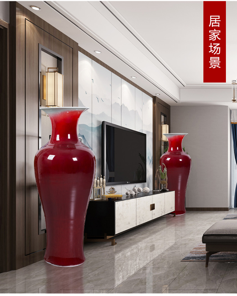 Jingdezhen ceramics ruby red glaze cracks open piece of large vase king home sitting room adornment is placed