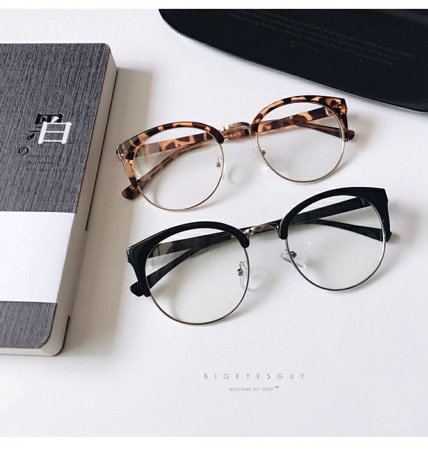 Phiên bản tiếng Hàn của kính nửa khung retro văn học cho nam và nữ tròn ulzzang lưới màu đỏ có thể được trang bị một gương phẳng khung độ tròng kính cận đổi màu